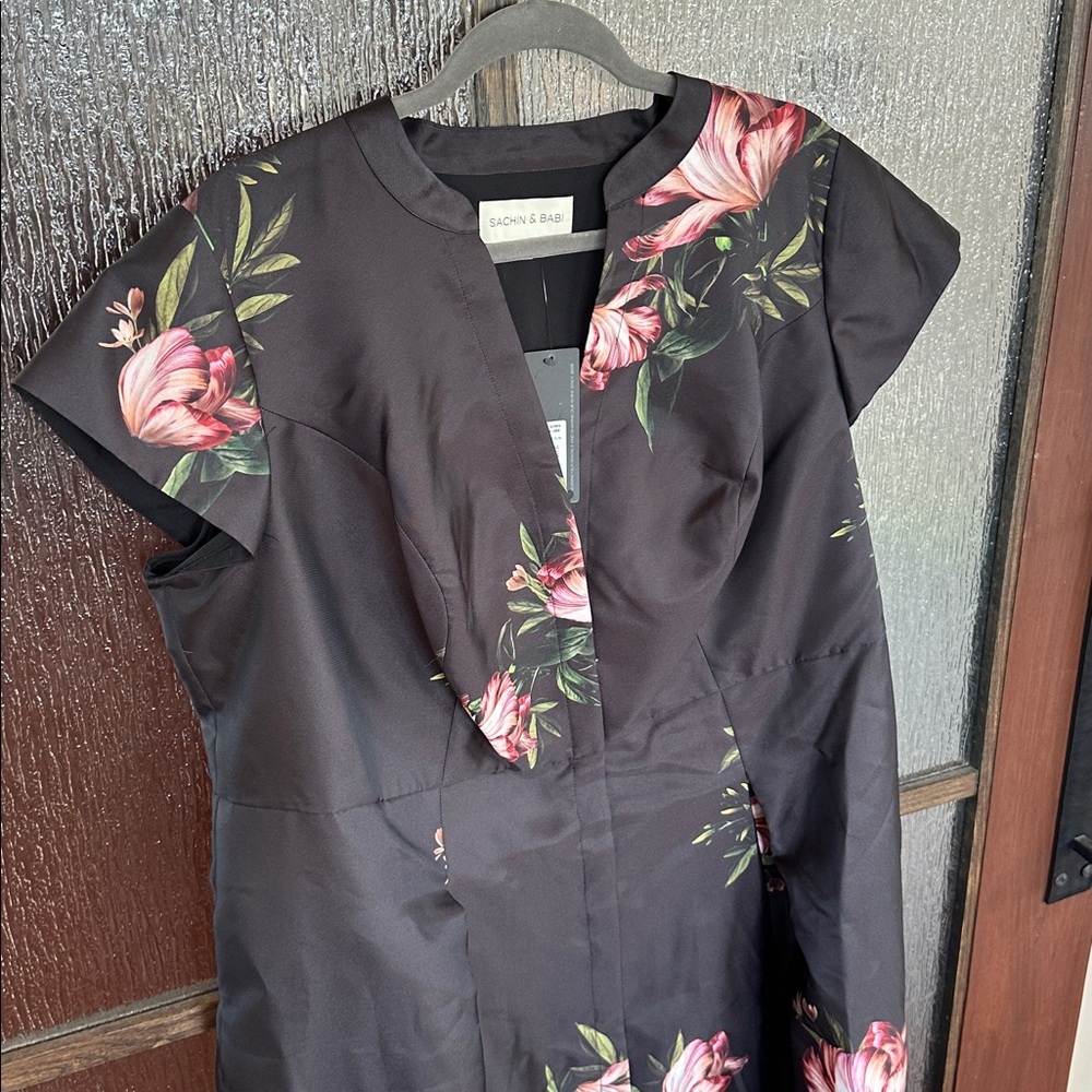 Sachin + Babi Marta Floral Print Belted Satin Gown in size 18W NWT - Picture 9 of 16